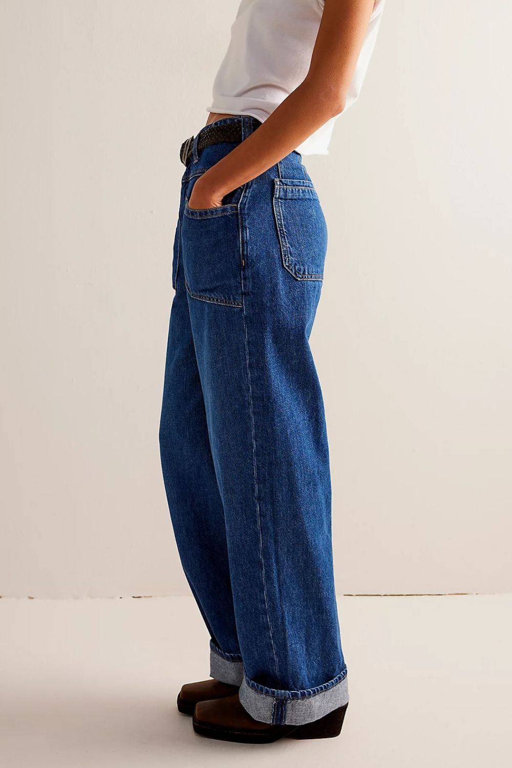 The Samantha Washed Wide Leg Jeans with Pockets