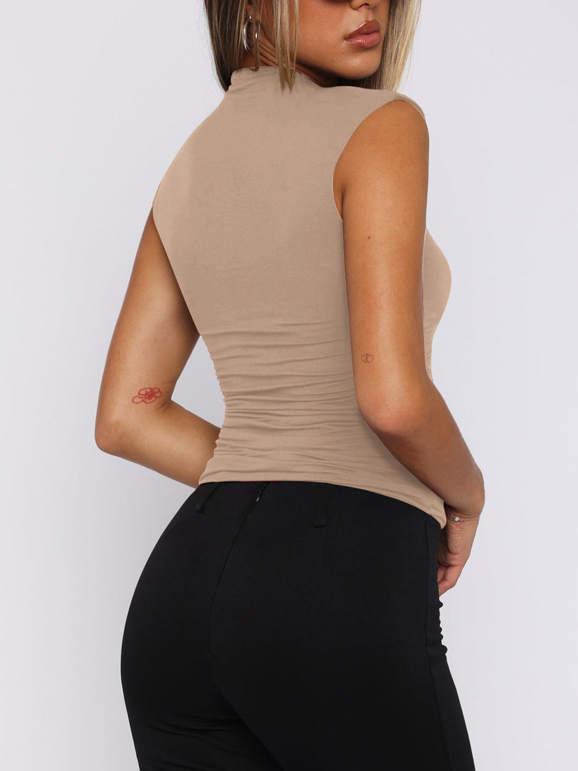 The Kimberly Ruched Mock Neck Tank