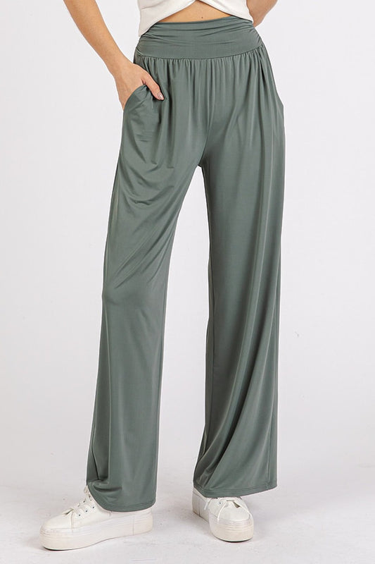 The Caitlin Banded Waist Wide Leg Pants with Pockets