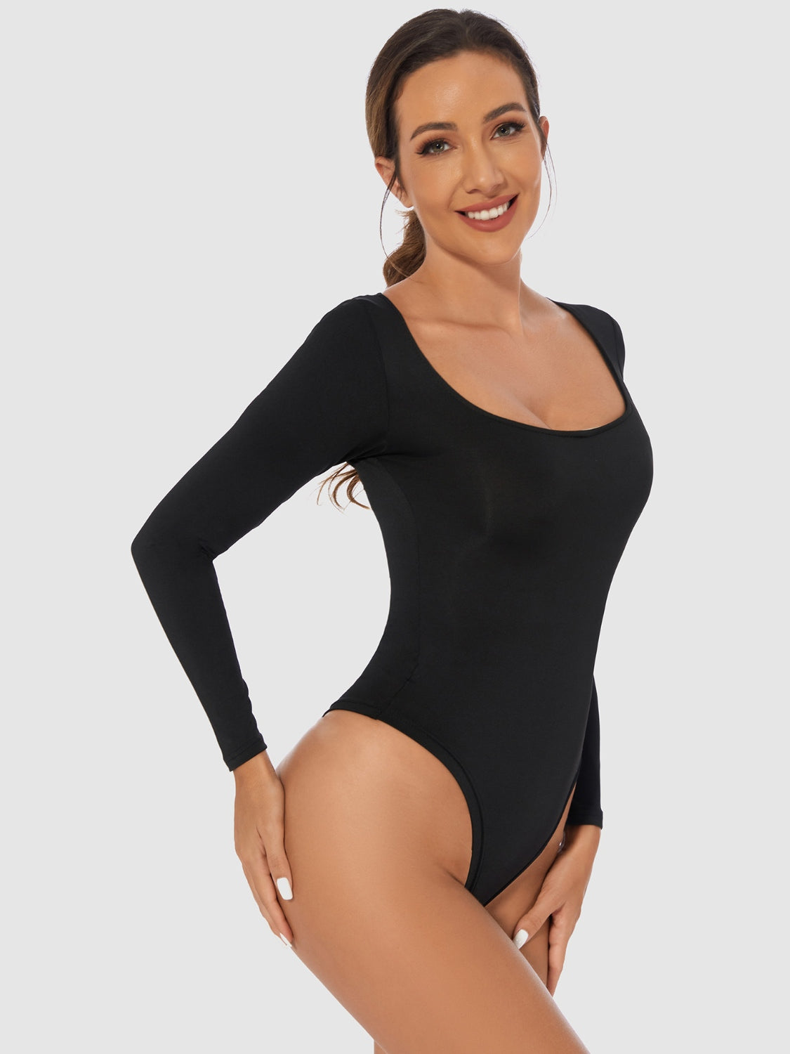 The Zoe Scoop Neck Long Sleeve Bodysuit