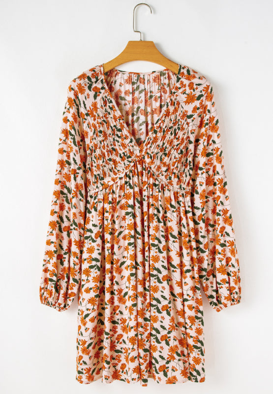 The Tori Printed V-Neck Long Sleeve Dress