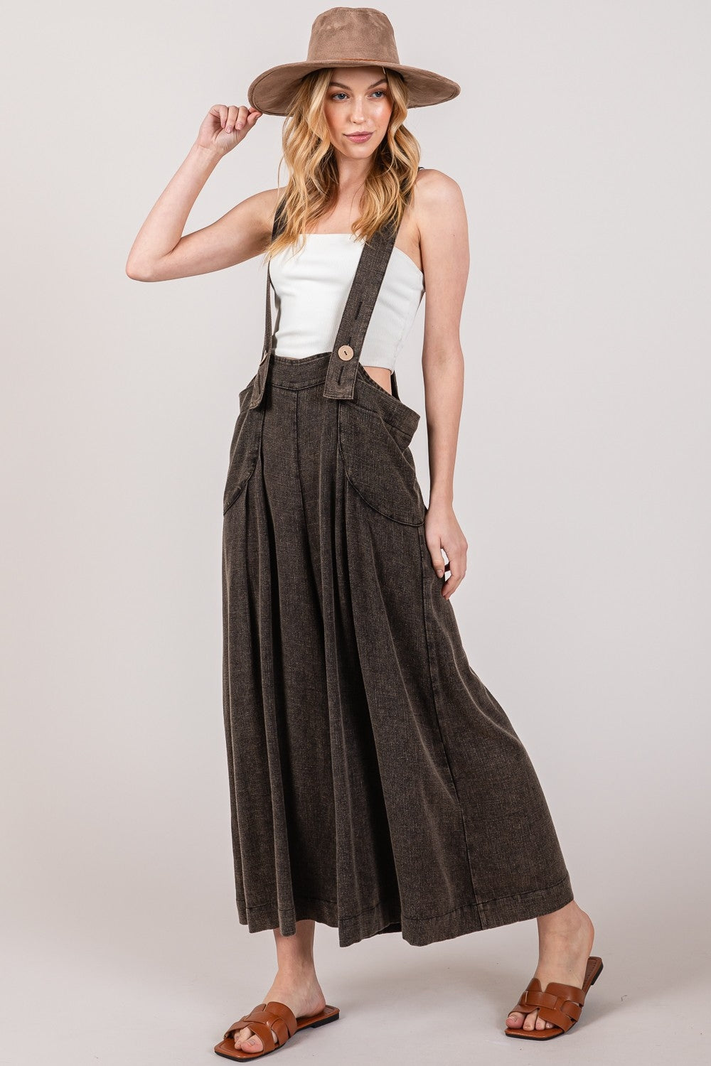 The Amanda Full Size Wide Strap Wide Leg Overalls