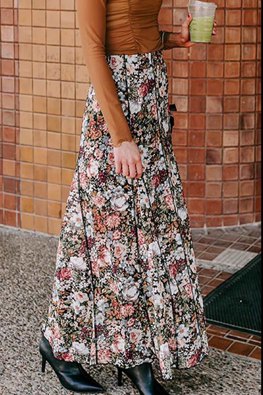 The Danica Floral Elastic Waist Maxi Skirt