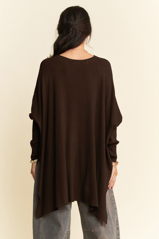 The Barbara High-Low Side Slit Batwing Sleeve Top