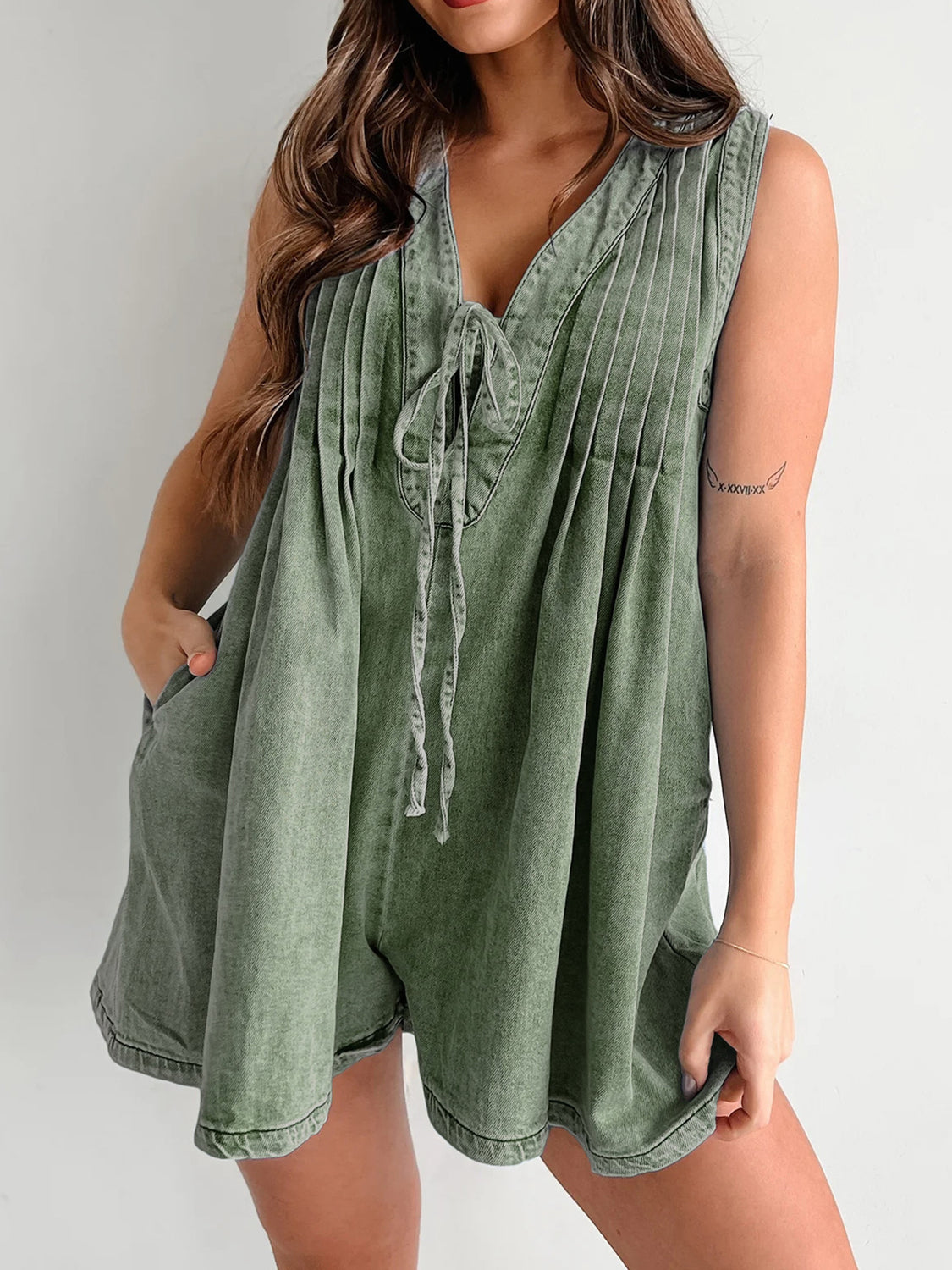 The Holly Tied Romper with Pockets