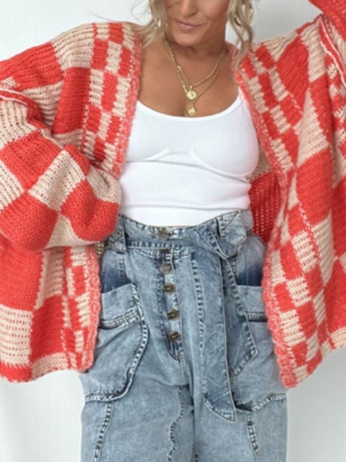 The Mollie Plaid Open Front Long Sleeve Cardigan