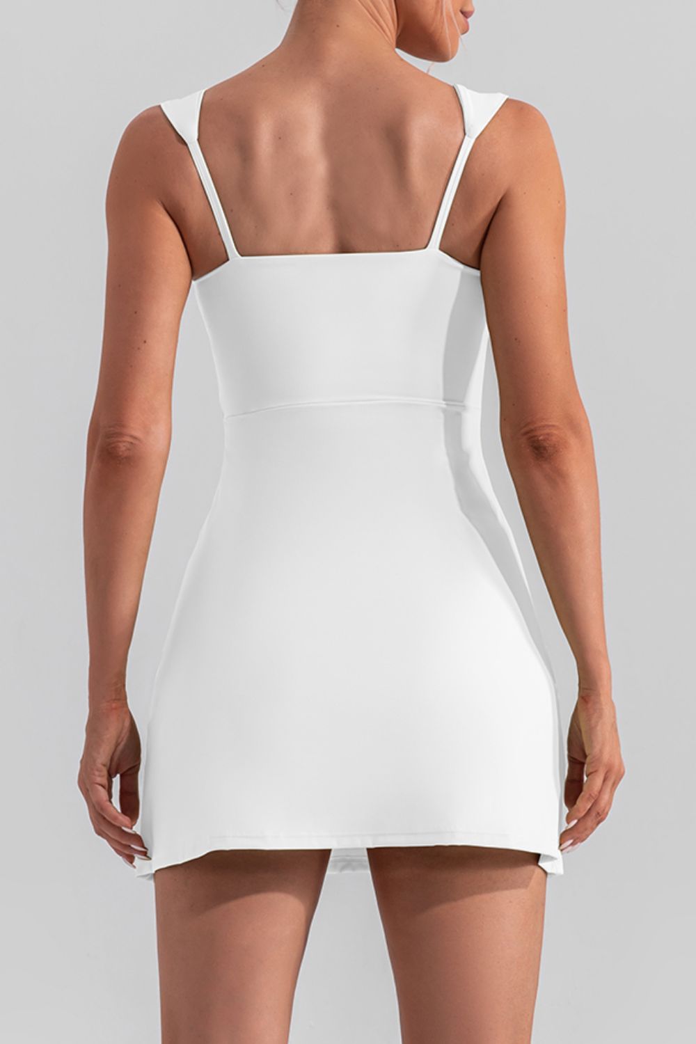 The Sam Square Neck Sleeveless Slit Mini Tennis Dress