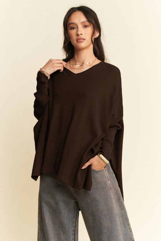 The Barbara High-Low Side Slit Batwing Sleeve Top