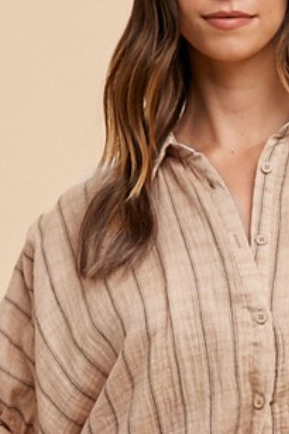 The Melanie Striped Button Up Half Sleeve Shirt