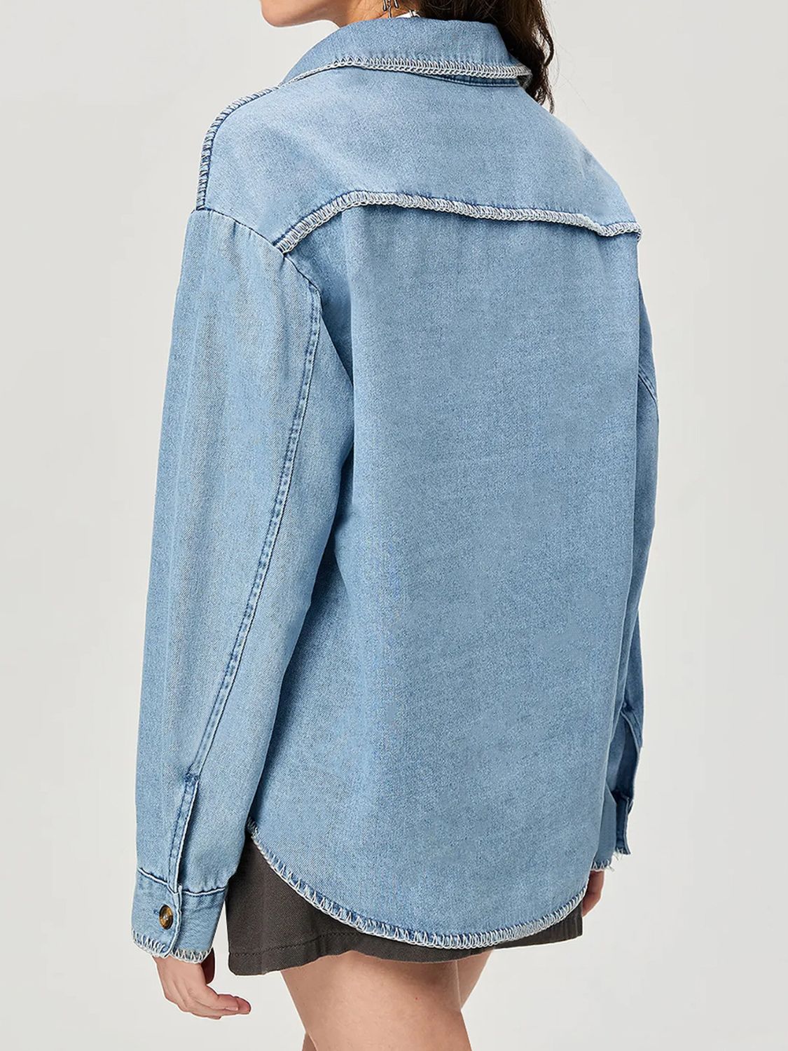 The Samantha Button Up Collared Neck Denim Top