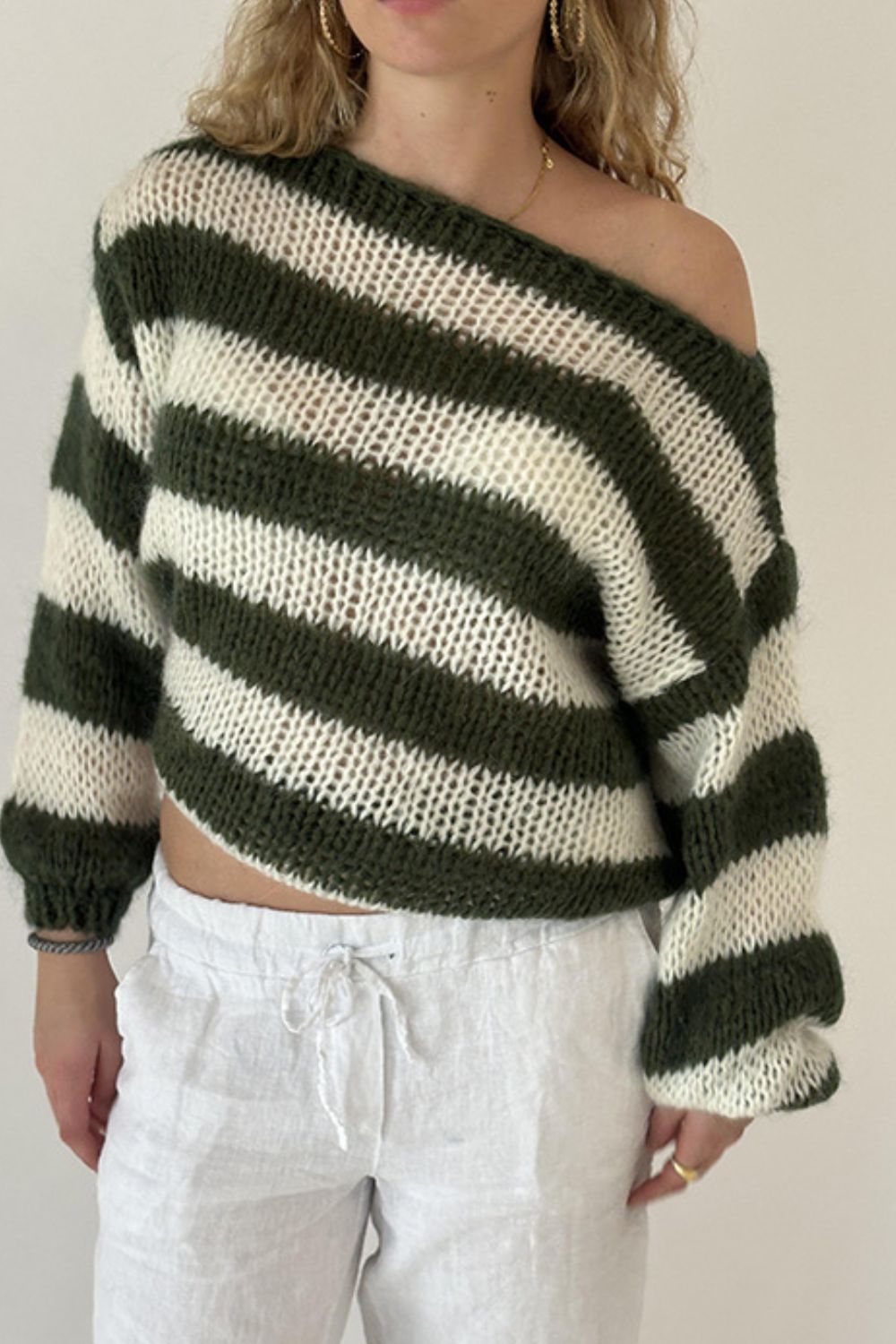 The Ana Striped Boat Neck Long Sleeve Sweater