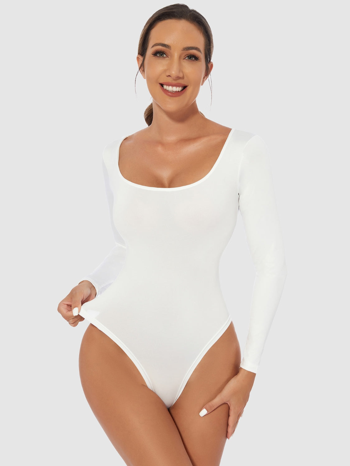 The Zoe Scoop Neck Long Sleeve Bodysuit