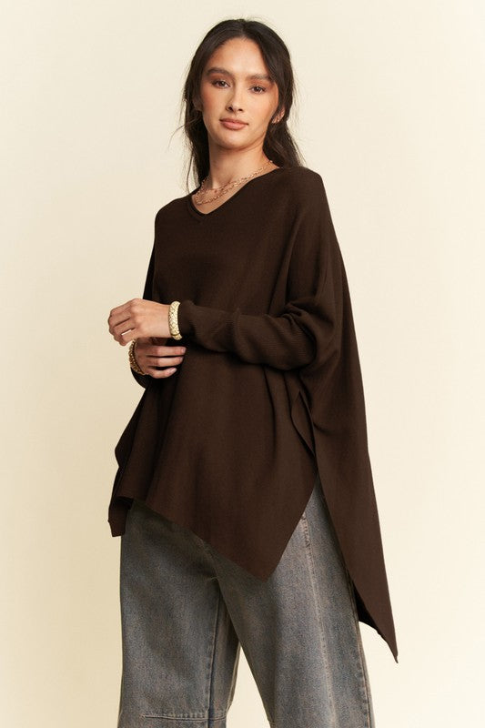 The Barbara High-Low Side Slit Batwing Sleeve Top