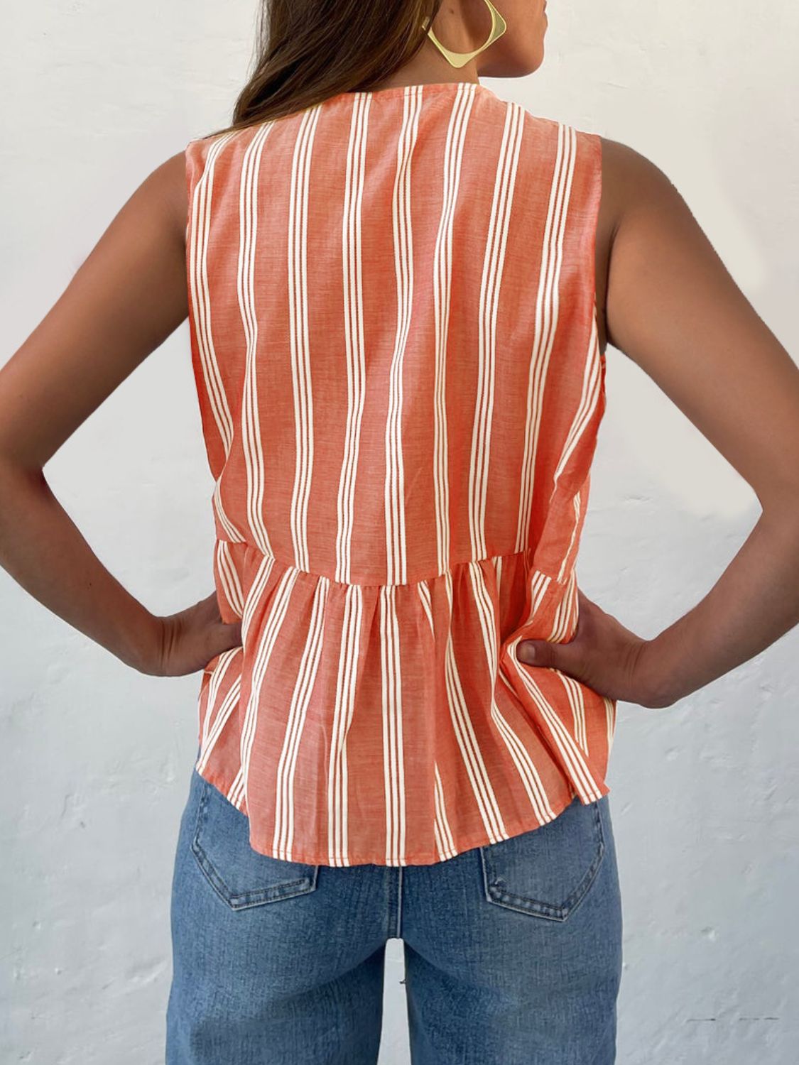 The Nicole Tied Striped Round Neck Tank