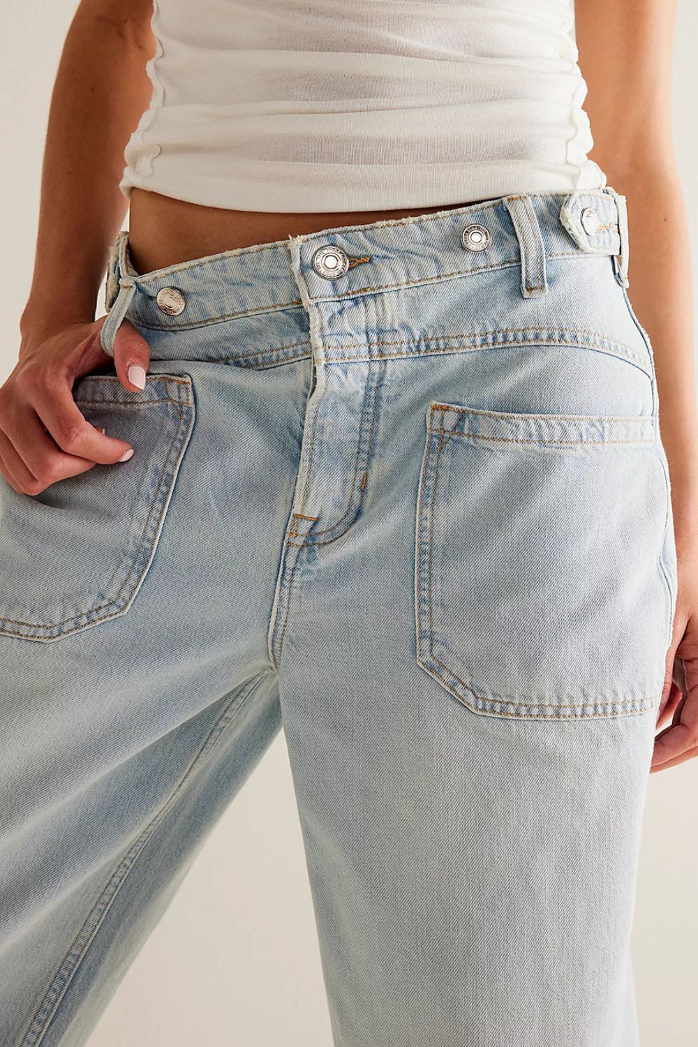 The Samantha Washed Wide Leg Jeans with Pockets