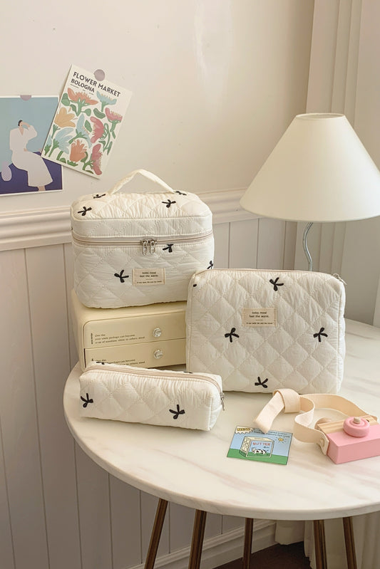 The Bella 3 Piece Bow Quilted Cloth Storage Bag Set