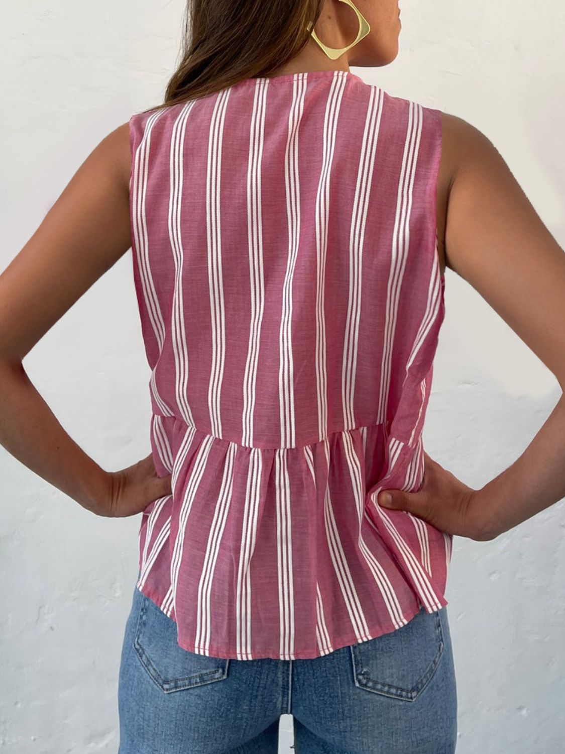 The Nicole Tied Striped Round Neck Tank