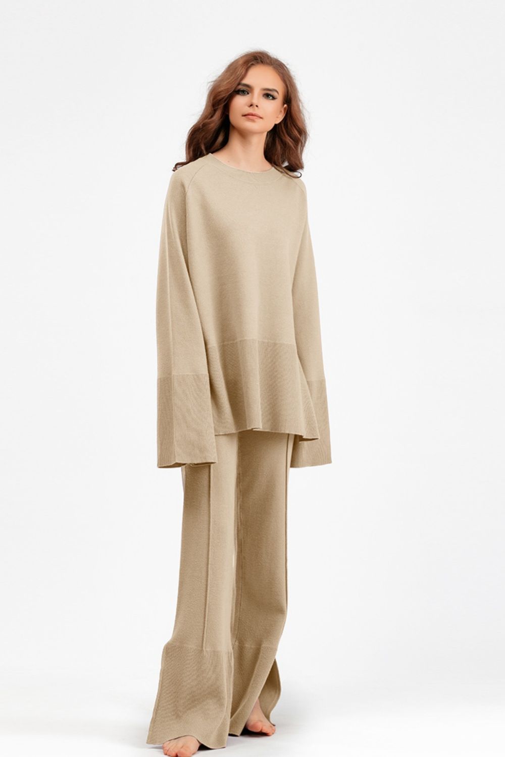 The Wendy Long Sleeve Top and Drawstring Pants Sweater Set