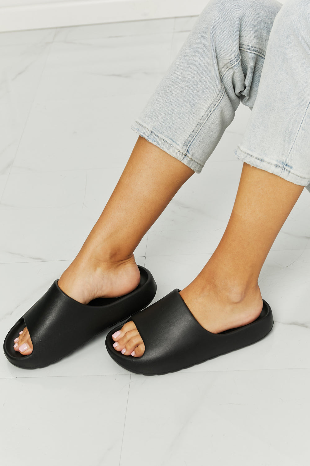 The Kimberly In My Comfort Zone Slides in Black