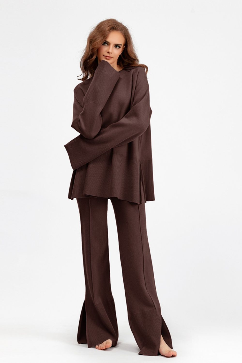 The Wendy Long Sleeve Top and Drawstring Pants Sweater Set