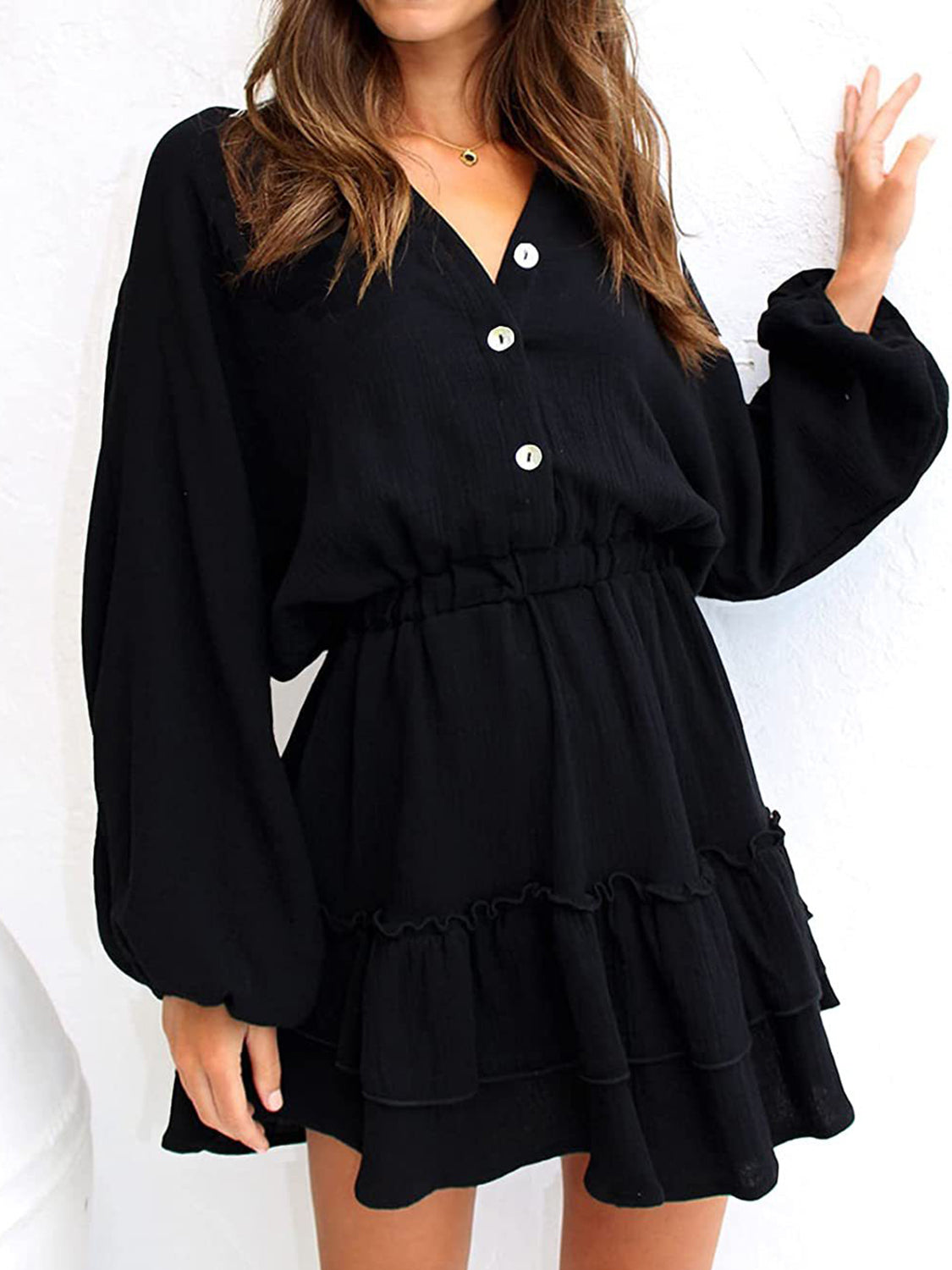 The Melanie Balloon Sleeve Mini Dress