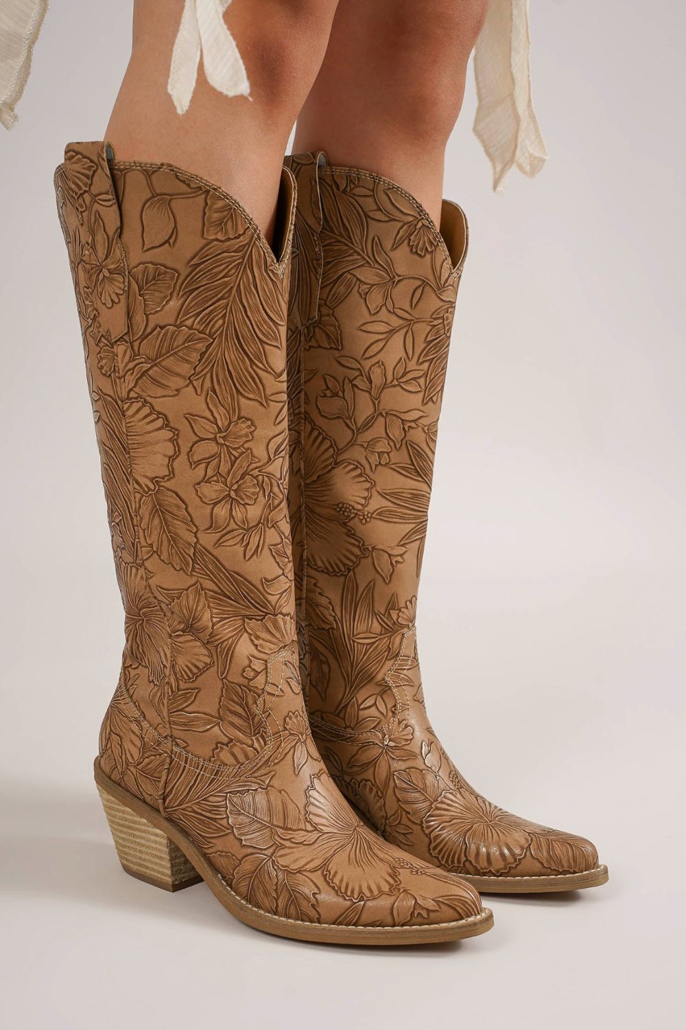 The Raleigh Embossed Floral Cowgirl Boots