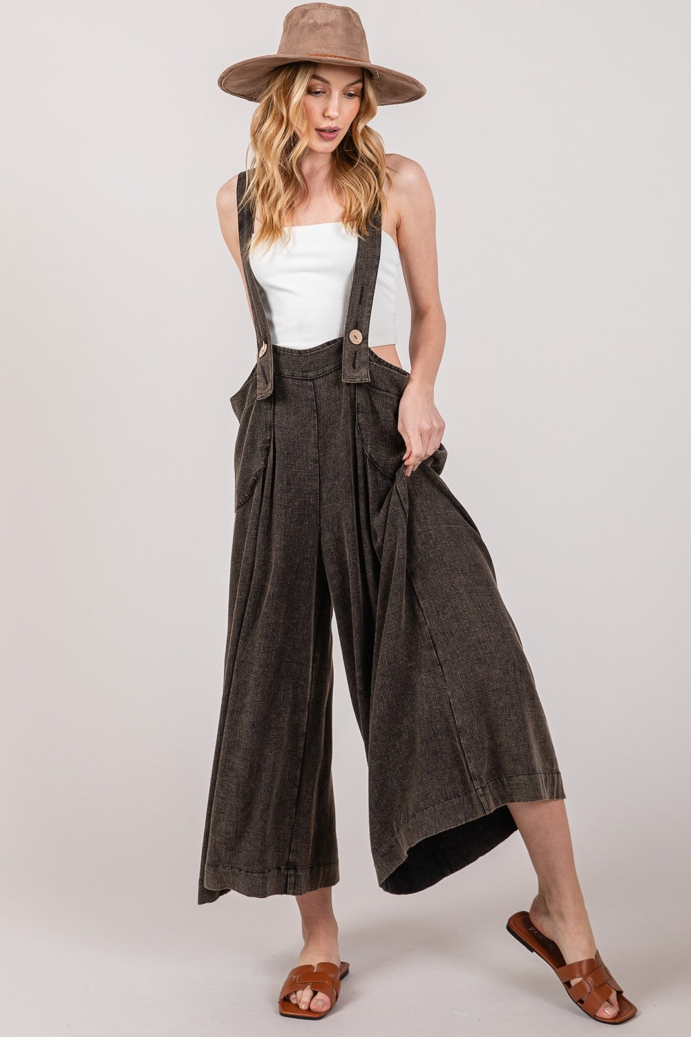 The Amanda Full Size Wide Strap Wide Leg Overalls