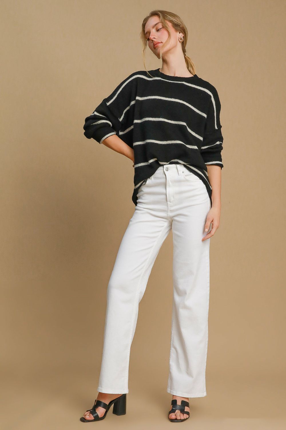 The Nicole Wool Blend Striped Round Neck Sweater