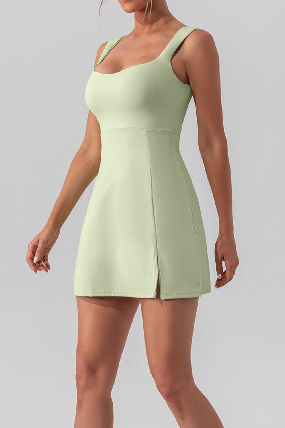 The Sam Square Neck Sleeveless Slit Mini Tennis Dress