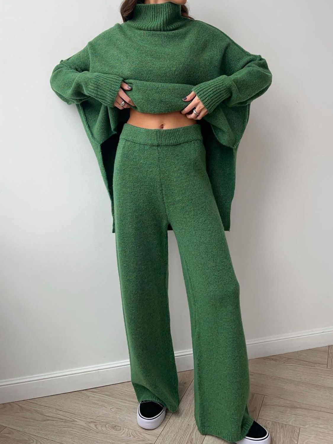 The Nicole Turtleneck Long Sleeve Top and Pants Sweater Set