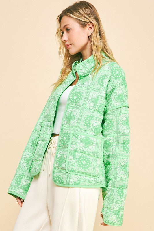 The Loriel Vintage Print Open Front Jacket with Pockets