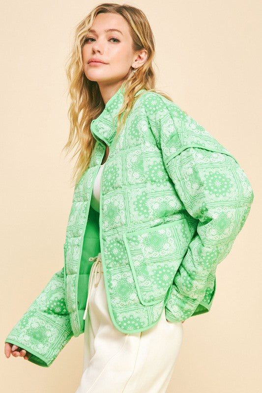 The Loriel Vintage Print Open Front Jacket with Pockets