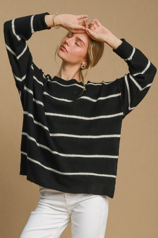 The Nicole Wool Blend Striped Round Neck Sweater