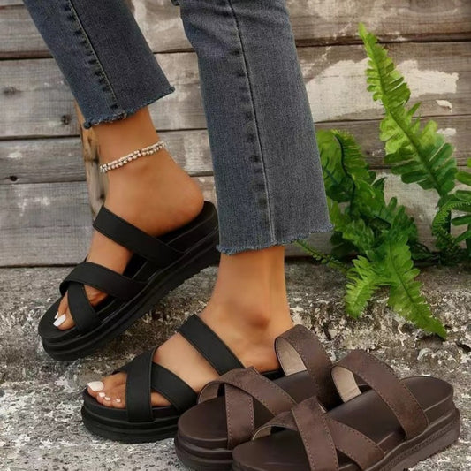 The Portland Crisscross PU Leather Flat Sandals