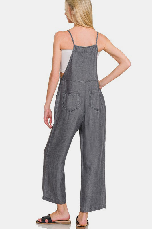 The Samantha Adjustable Strap Wide Leg Denim Overalls