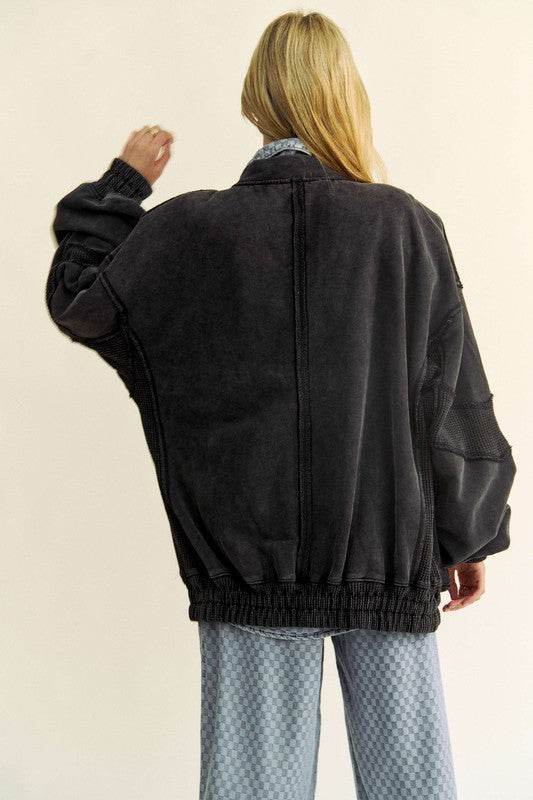 The Rachelle Exposed Seam Zip Up Dropped Shoulder Jacket