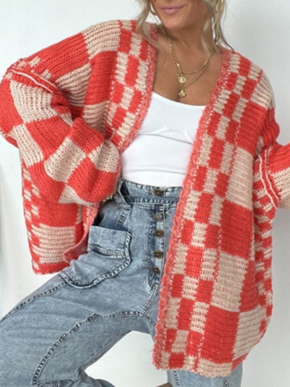 The Mollie Plaid Open Front Long Sleeve Cardigan