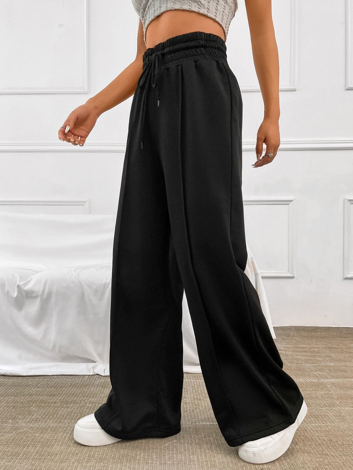 The Kimberly Drawstring Elastic Waist Wide Leg Pants