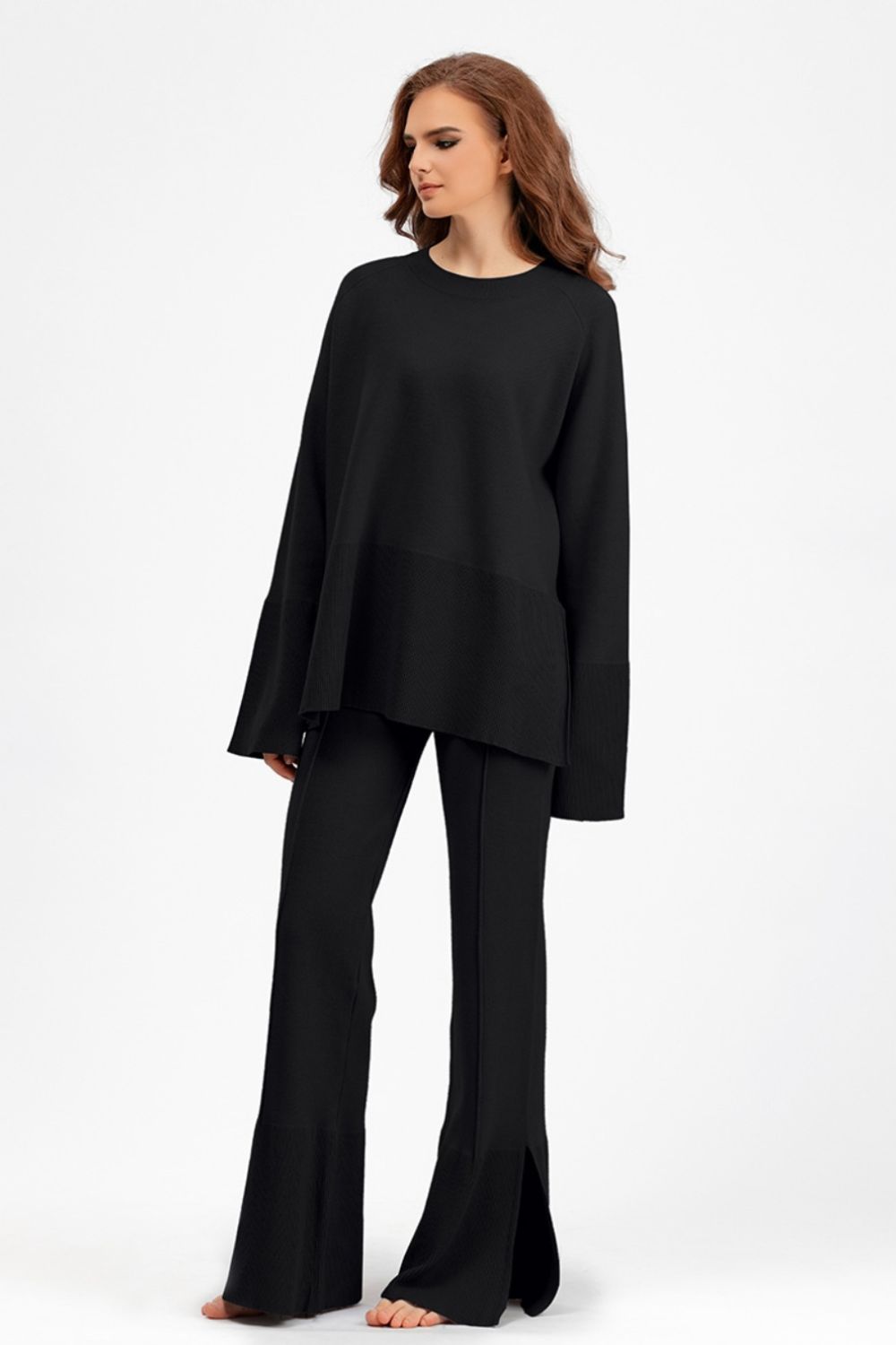 The Wendy Long Sleeve Top and Drawstring Pants Sweater Set