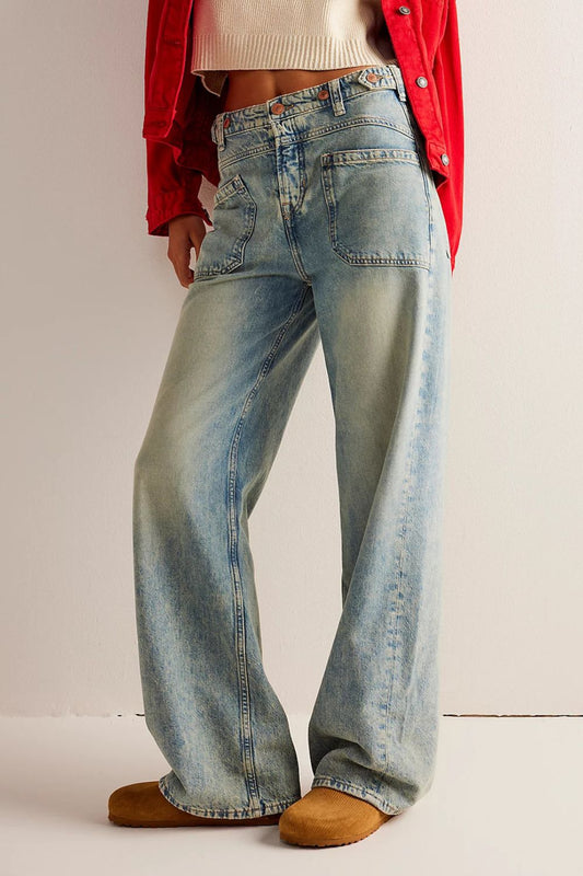 The Samantha Washed Wide Leg Jeans with Pockets