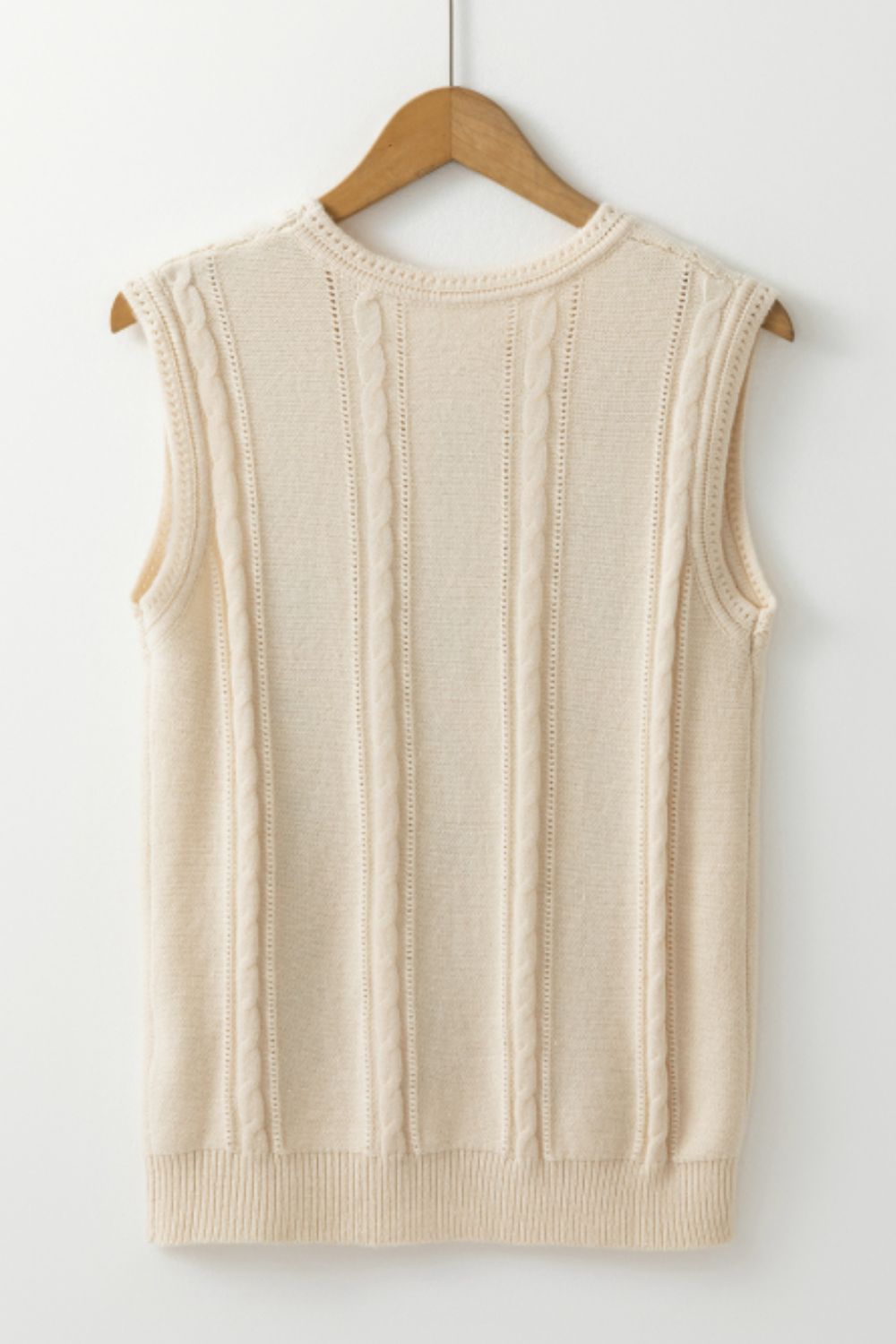 The Sammie Embroidered Cable-Knit Round Neck Sweater Vest