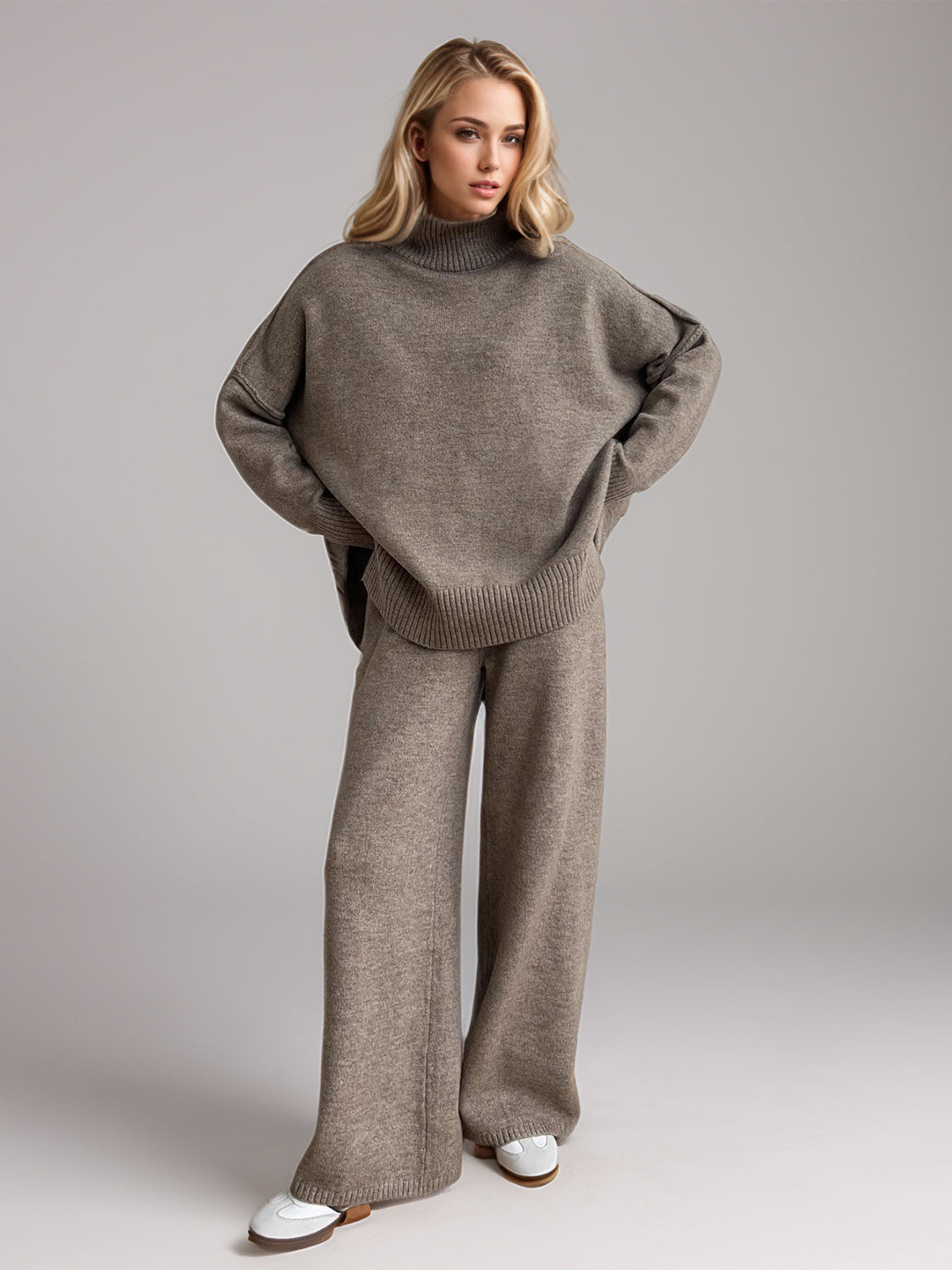 The Nicole Turtleneck Long Sleeve Top and Pants Sweater Set