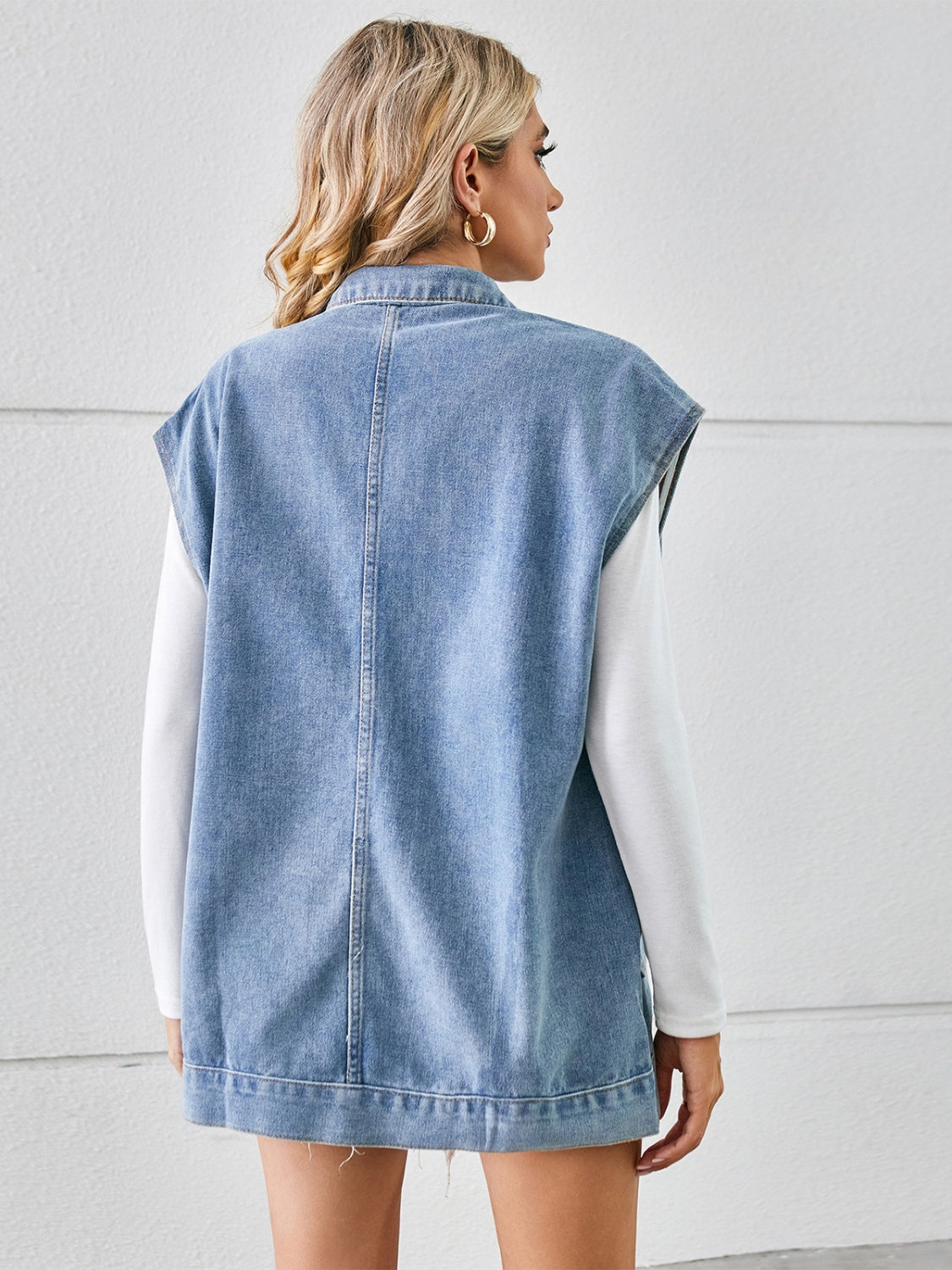 The Erin Button Up Sleeveless Denim Jacket