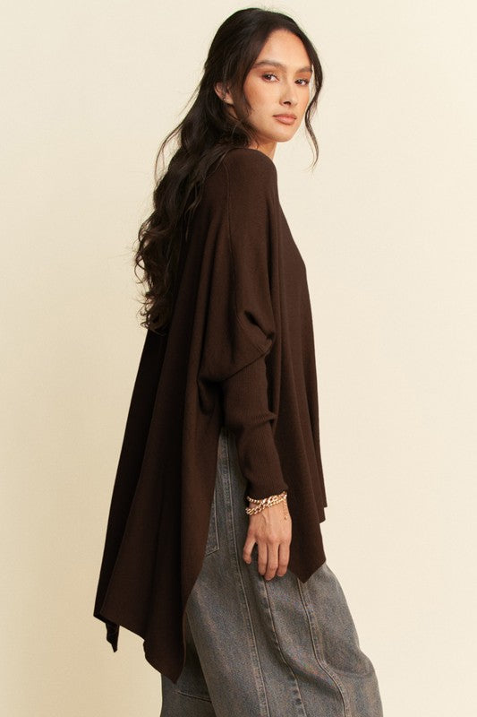 The Barbara High-Low Side Slit Batwing Sleeve Top