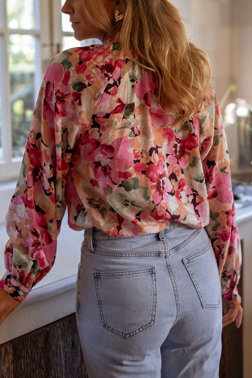 The Beth Frill Floral Button Down Long Sleeve Shirt