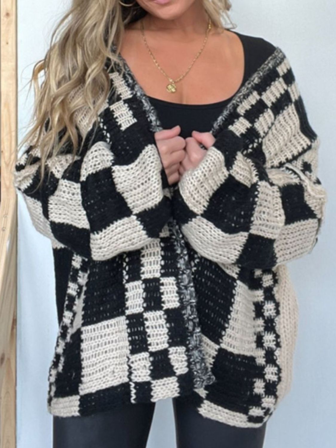 The Mollie Plaid Open Front Long Sleeve Cardigan