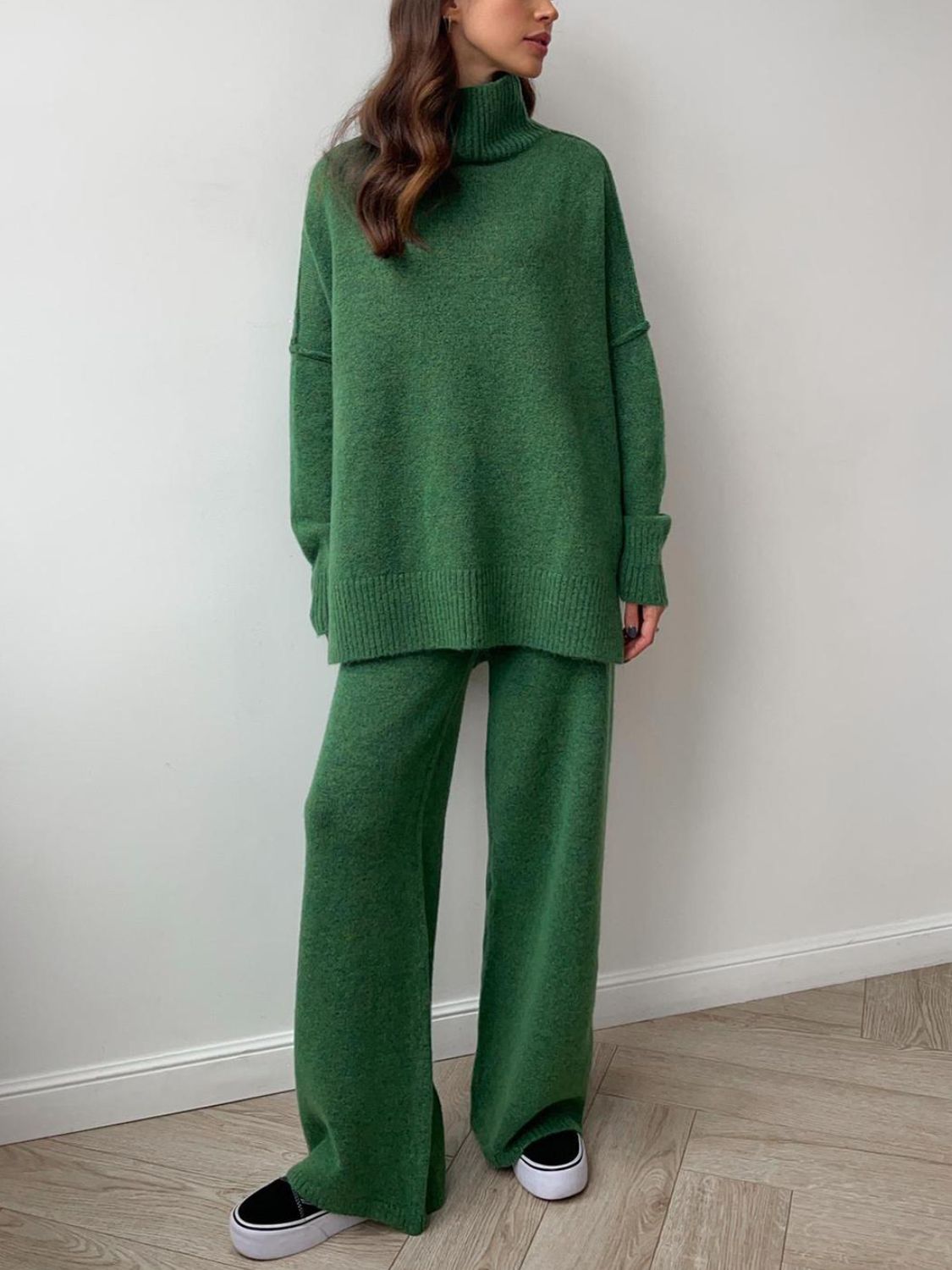 The Nicole Turtleneck Long Sleeve Top and Pants Sweater Set