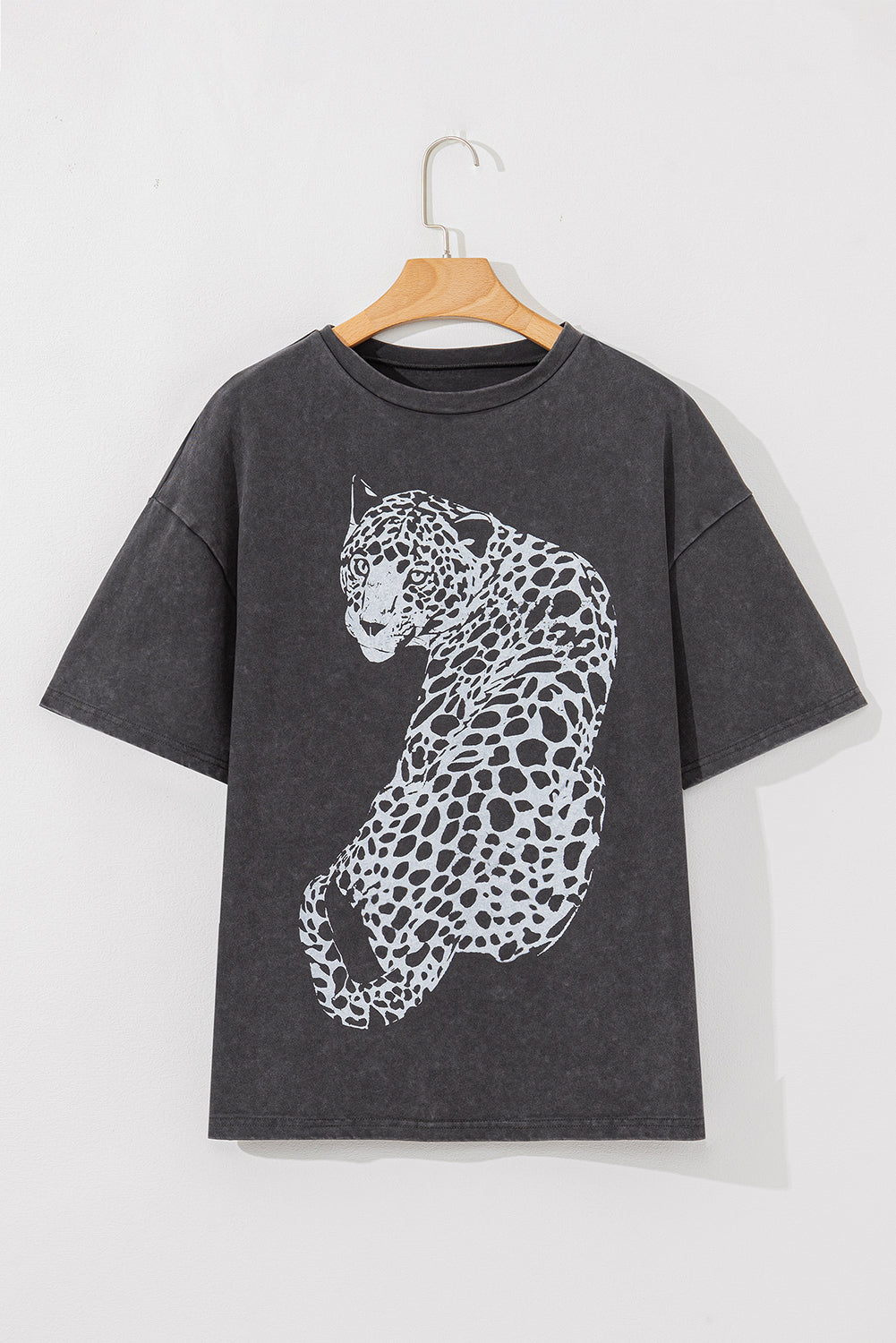 The Melinda Cheetah Mineral Wash Round Neck Half Sleeve T-Shirt