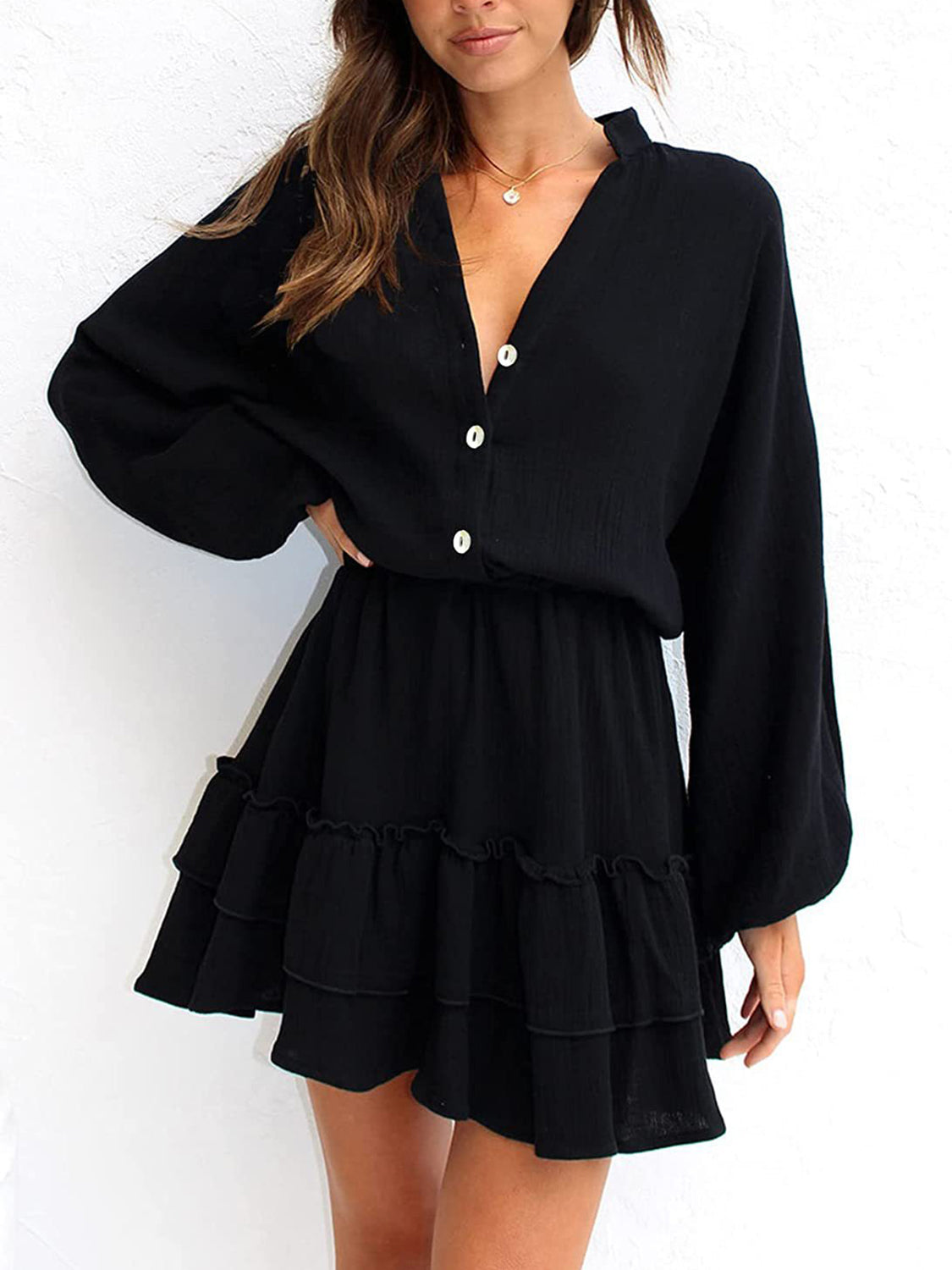 The Melanie Balloon Sleeve Mini Dress