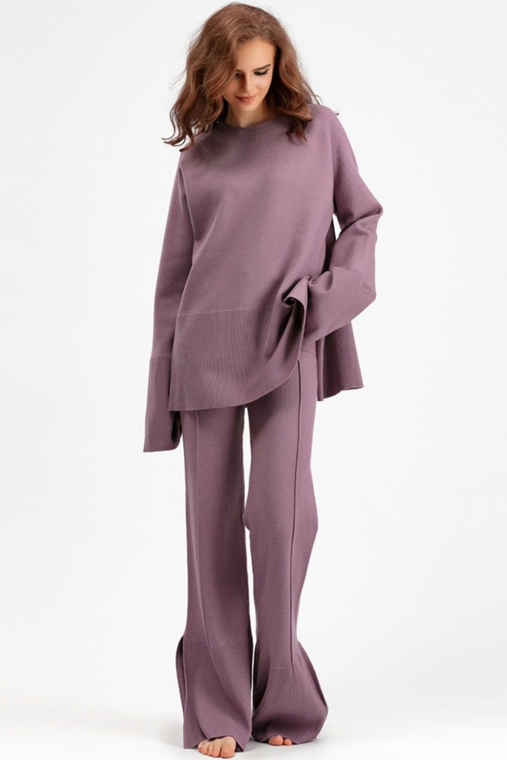 The Wendy Long Sleeve Top and Drawstring Pants Sweater Set